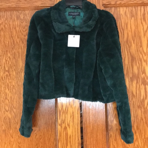 Laundry by Shelli Seagal Faux Fur Shrug Emerald size L - Picture 5 of 13